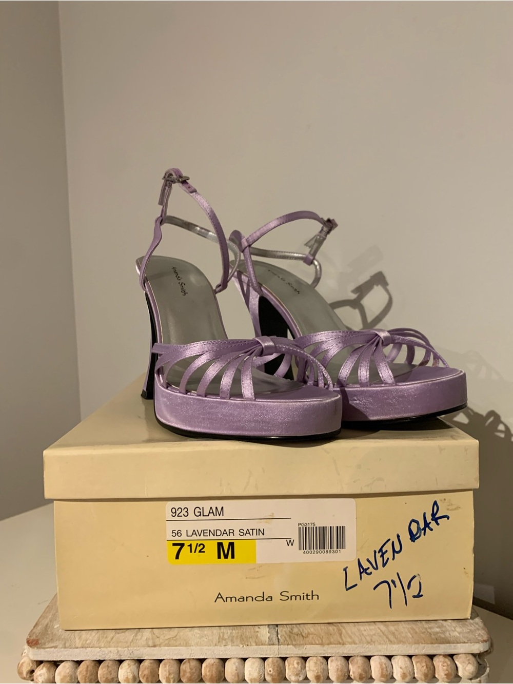 Amanda Smith Lavender Satin Strappy Platform Heels